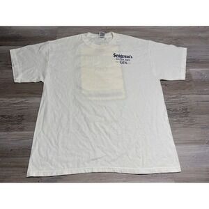 Vintage Seagrams Gin Booze Promo T-Shirt Double Sided Logo White Mens Size L Y2K